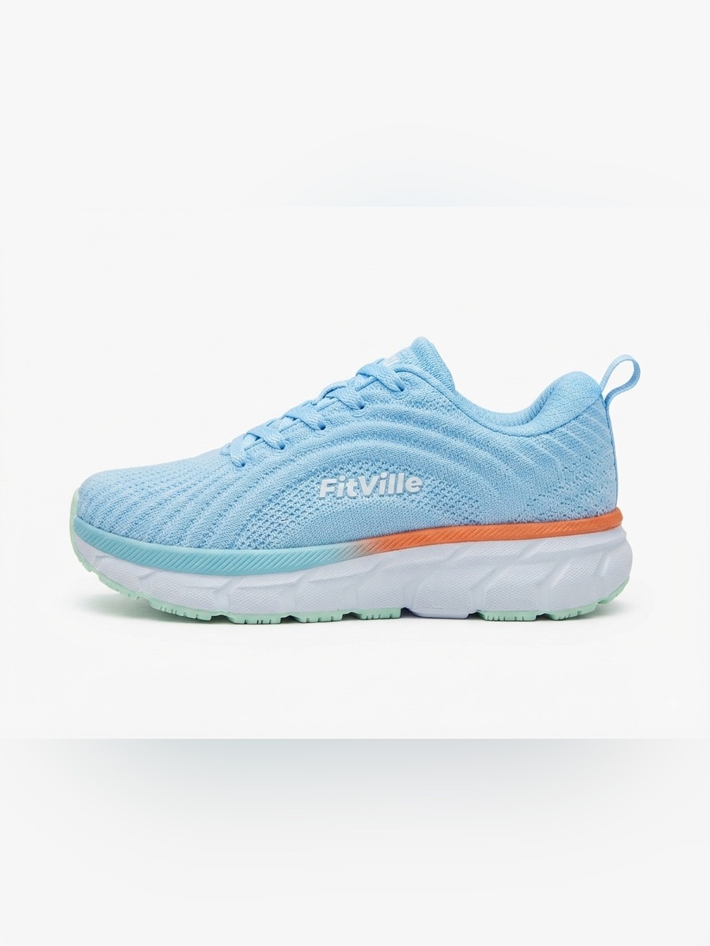 FitVille Light Blue Athletic Walking Sneaker Size 6W
